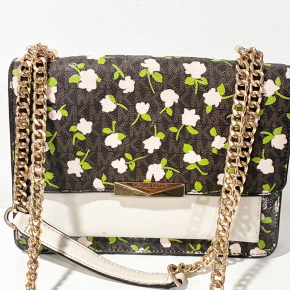 MICHAEL KORS Large Jade Shoulder Crossbody Bag in Floral Logo Canvas - Picture 6 of 6